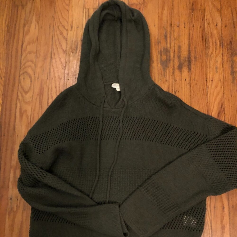 Green Hooded Knit Sweater